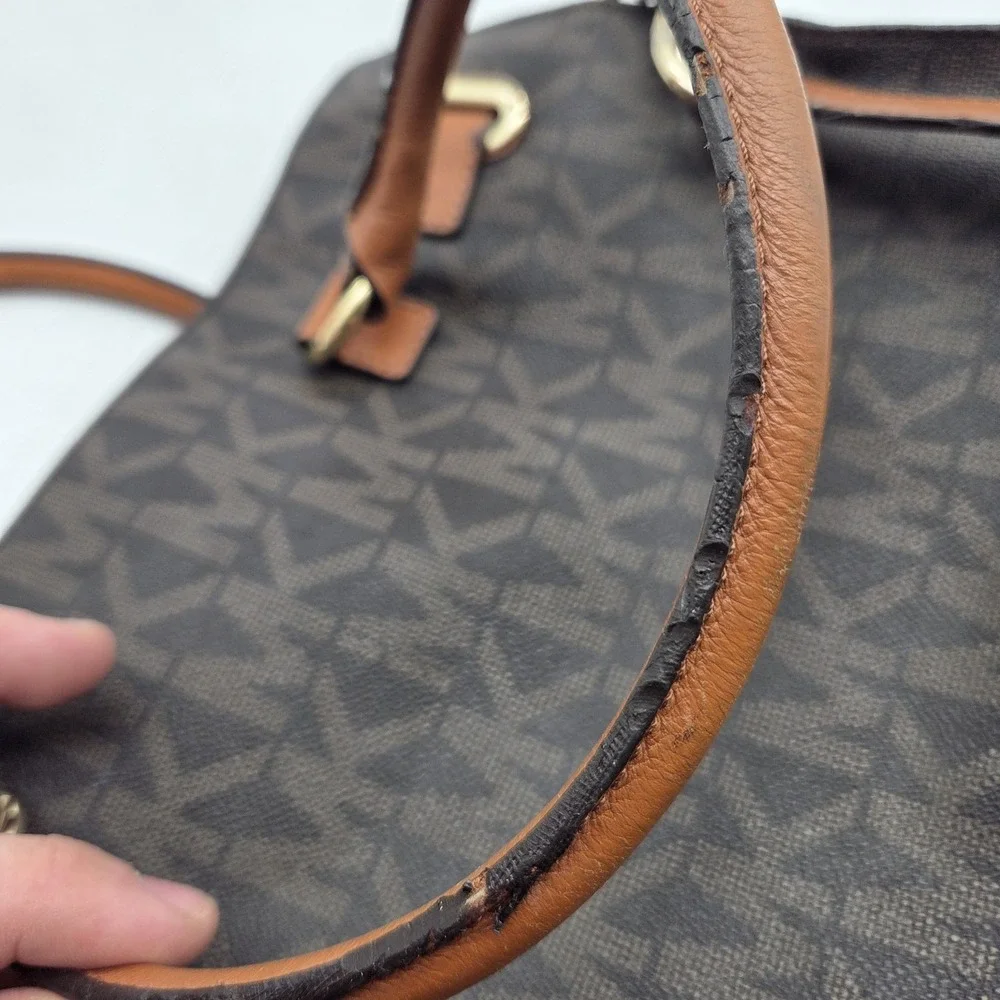 Michael Kors Hamilton Large Satchel Satchel/Top Handle Bag Logo Pattern Brown
